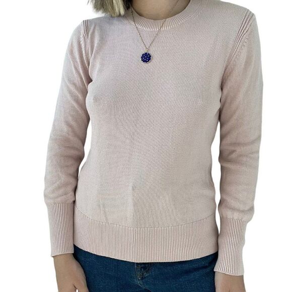 Everlane Womens Soft Cotton Crew Light Pink Knit Lightweight Sweater Sz M - Picture 9 of 9